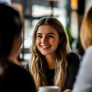 a women talking to her friends at work