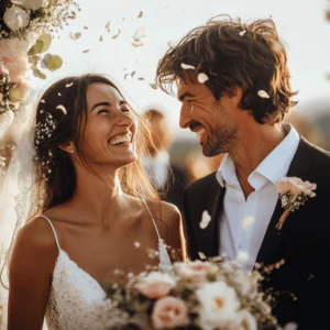 happy couple getting married