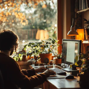 person working on personal computer